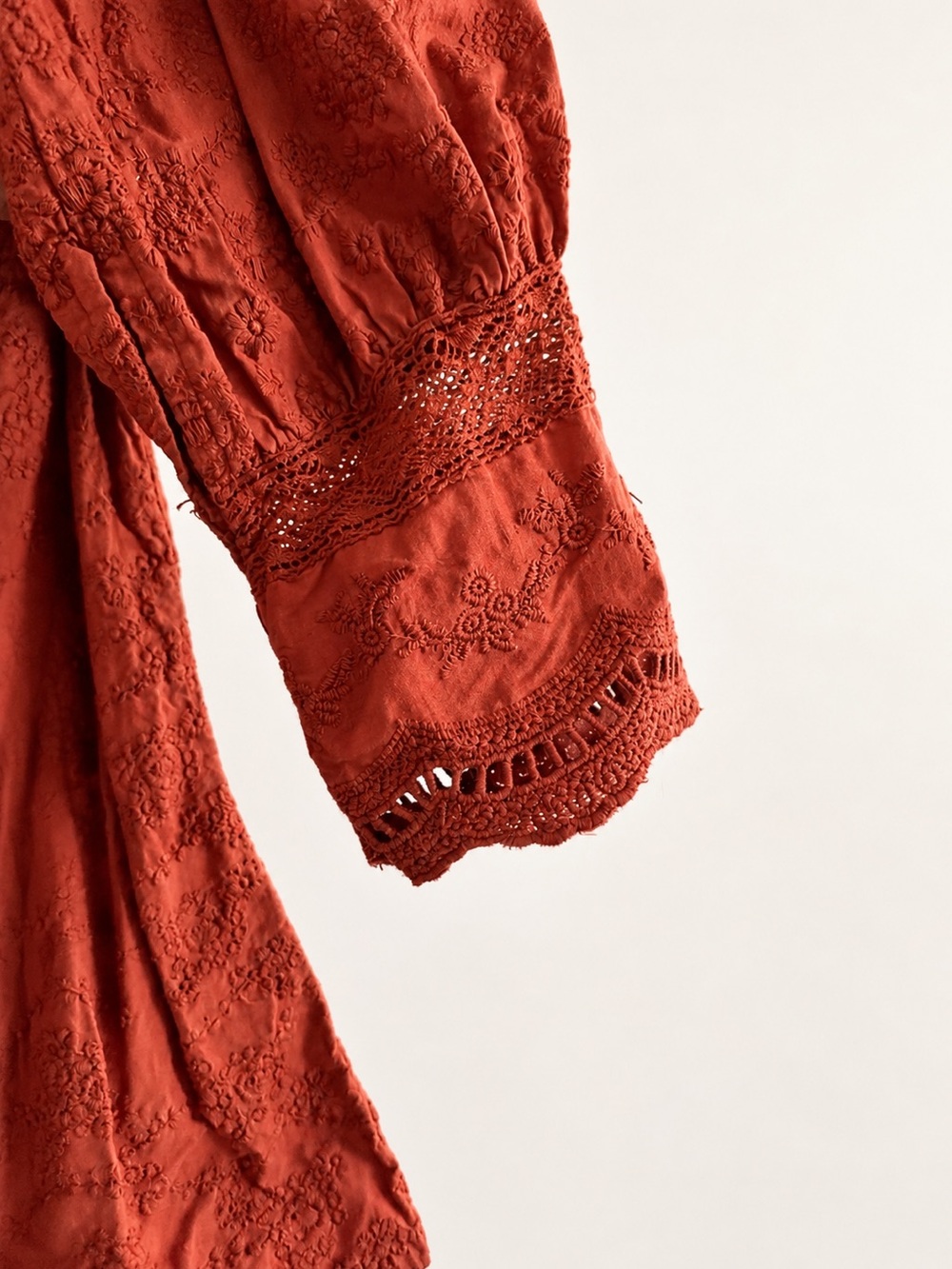 Calypso St. Barth Rust Button-Front Lace Classy Blouse - Picture 4 of 7